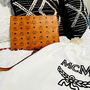 MCM Cognac Medium Pouch